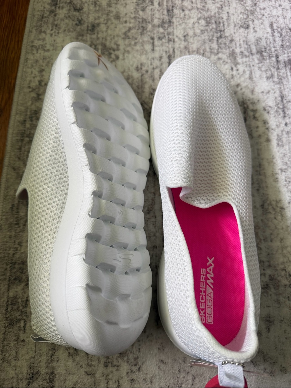 Skechers Women's White Slip-On Sneakers with Pink Insole - Picture 3 of 5